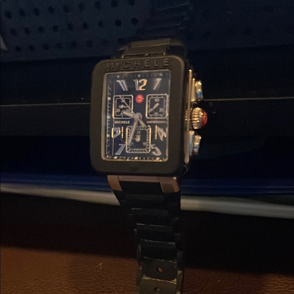 Michele Black Square Watch